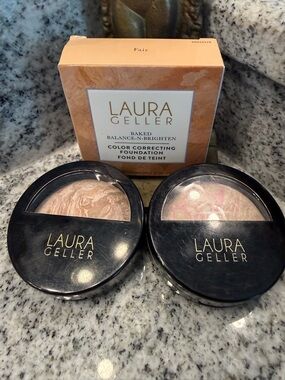 Laura Geller Baked Balance-N-Brighten Powder Foundation lot- Fair and Porcelain